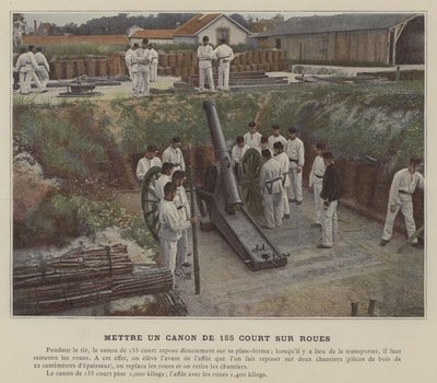 Ein 155-mm-Kanone auf Räder setzen (koloriertes Foto) von (after) French Photographer