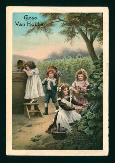 Kinder beim Traubenpflücken (Chromolithografie) von (after) French School