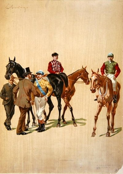 Jockeys auf der Rennbahn, um 1875 von (after) French School