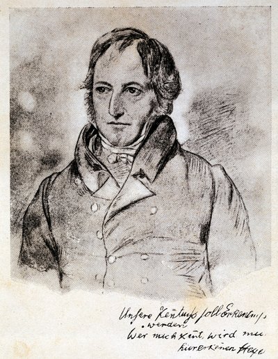 Porträt von Georg Wilhelm Friedrich Hegel (1770-1831), deutscher Philosoph und Idealist. Gravur nach einer Zeichnung von G. Hensel. von (after) German School