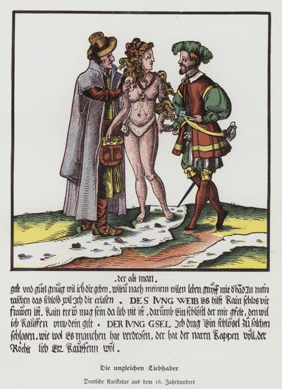 Die ungleichen Liebhaber, deutsche Karikatur von (after) German School