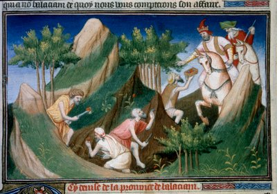 Rubinabbau aus dem Berg Sighinan im Auftrag des Königs von Badakhshan. Miniatur aus Das Buch der Wunder (Devisement of the World, Il Milione) von Marco Polo, illustriert vom Meister von von (and workshop) Boucicaut Master