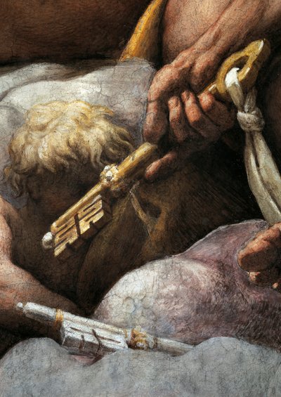 Vision des Heiligen Johannes Evangelist auf Patmos, Himmelfahrt Christi unter den Aposteln, oder Christus in Herrlichkeit von Antonio Allegri, bekannt als Correggio (1489-ca. 1534), Fresko, 966x888 cm Durchmesser an der Basis, (Detail), Kirche des Heiligen von (c.1489 1534) Correggio