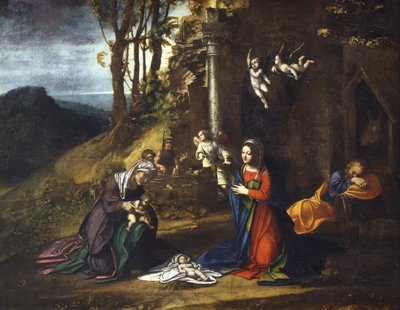 Geburt Jesu mit St. Elisabeth und dem jungen Johannes dem Täufer von (c.1489 1534) Correggio
