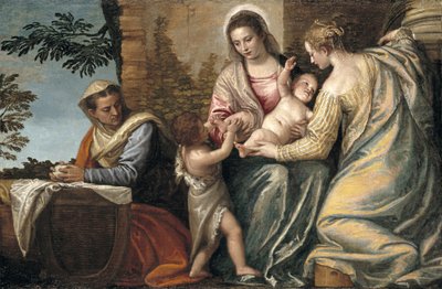 Madonna mit Kind mit der hl. Elisabeth, dem kleinen Johannes dem Täufer und der hl. Justina, 1565-70 von Paolo Veronese