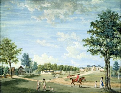 Das Schloss von Raincy, die Ställe und das russische Dorf, ca. 1754-93 von 1717 1806 Carmontelle