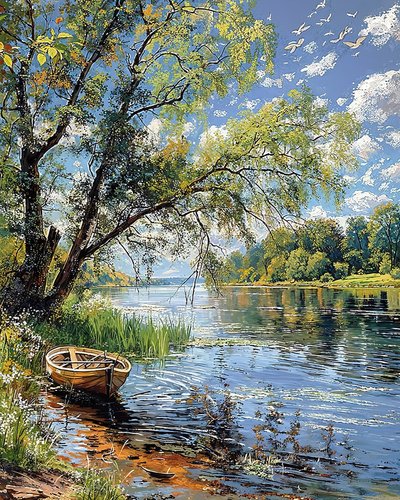 Schöne Landschaft mit sonnenbeschienenen Wiesen von F. Abderrahim