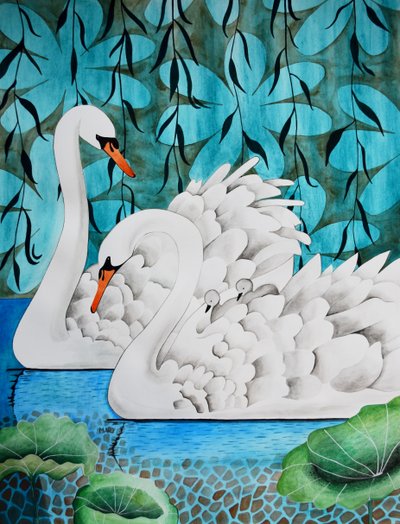 Schwanfamilie von Marys Watercolors