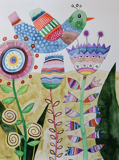 Verrückter Vogel von Marys Watercolors