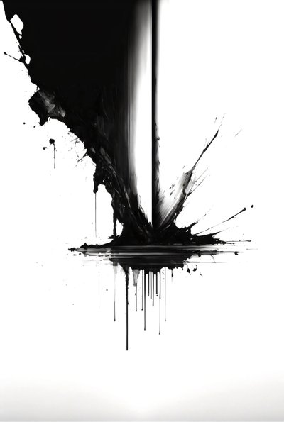 Abstrakte Tuschezeichnung, schwarz-weiß, Wandkunst | Print on Demand von F. Abderrahim