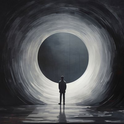 Abstrakte Leere Die Leere der Dunkelheit, Nahtoderfahrung, gerahmte Wanddekoration Drucke von F. Abderrahim