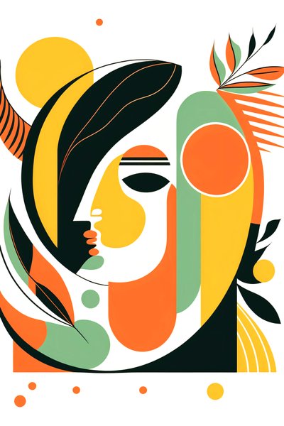 Minimalistisch abstrakt, Boho Linien  Formen, Picasso-Stil, Leinwanddruck auf Anfrage von F. Abderrahim