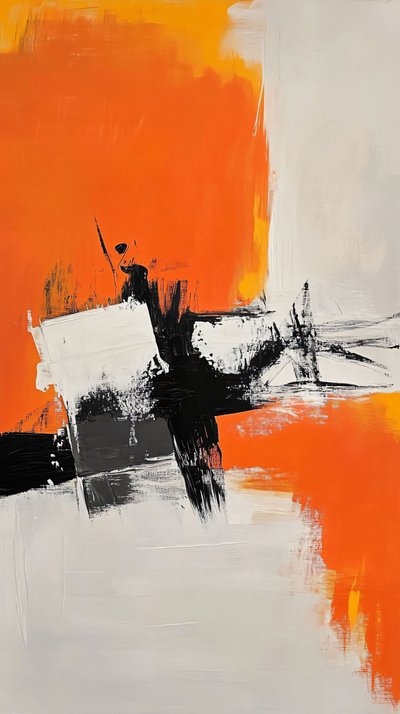 Orange Gemälde, Moderne abstrakte Wohnkultur, Wanddekoration für das Schlafzimmer von F. Abderrahim