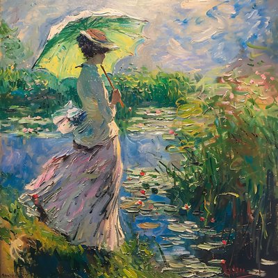 Mädchen im Kleid in der Natur, erhebender Duft des Lebens, 19. Jahrhundert von F. Abderrahim