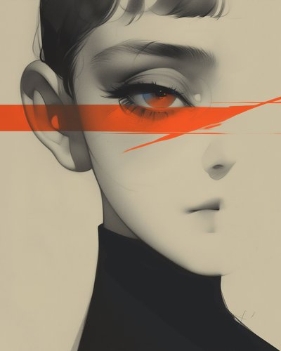 Skizze eines Jungen, Manga-Stil, Leinwand  Wandrahmen Druck auf Anfrage von F. Abderrahim