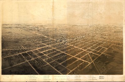 Vogelperspektive der Stadt Jackson, Michigan von A.; Chicago Lithographing Co. Ruger