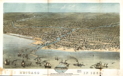 Chicago im Jahr 1868 von der Schillerstraße Nordseite bis zur 12. Straße Südseite. LOC 73693350 von A.; Chicago Lithographing Co. Ruger