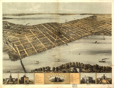 Madison, Wisconsin 1867 von A.; Chicago Lithographing Co. Ruger