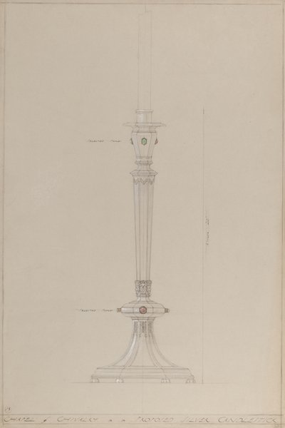 Kapelle der Ritterlichkeit: vorgeschlagener silberner Kerzenhalter von A. Edward Jones and Co.