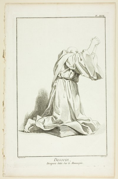 Entwurf: Draperie auf einem Modell arrangiert, aus Encyclopédie von A. J. Defehrt