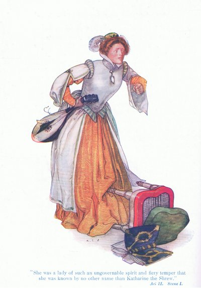 Katherine war eine Dame von unbändigem Geist und feurigem Temperament (Der Widerspenstigen Zähmung), aus Geschichten von Shakespeare, veröffentlicht von Ward Lock & Co Ltd von A. Jackson