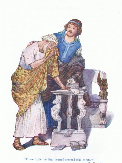 Timon bat den gutherzigen Verwalter, Trost zu finden (Timon von Athen), aus Geschichten aus Shakespeare, veröffentlicht von Ward Lock & Co Ltd von A. Jackson