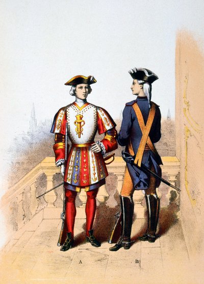 Königliche Wache des Königs und Kavalier, 18. Jahrhundert, 1887 von A. Lemercier