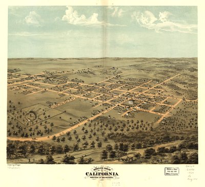 Vogelperspektive von California, Moniteau Co., Missouri 1869 von A. Ruger