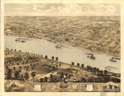 Vogelperspektive von Jefferson City, der Hauptstadt von Missouri 1869 von A. Ruger