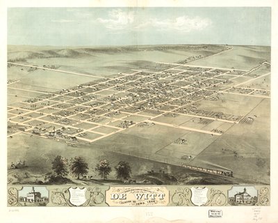 Vogelperspektive der Stadt De Witt, Clinton Co., Iowa 1868 von A. Ruger