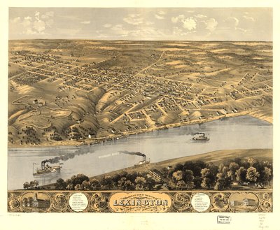 Vogelperspektive der Stadt Lexington, Lafayette Co., Missouri 1869 von A. Ruger