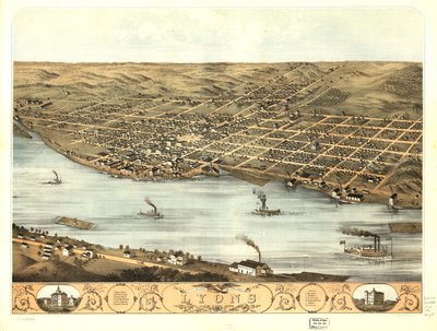 Vogelperspektive der Stadt Lyon von A. Ruger