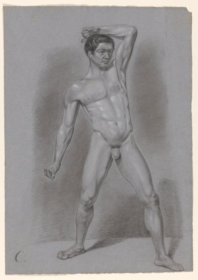 Stehender männlicher Akt, von vorne gesehen von A. Waterloo (attributed to)