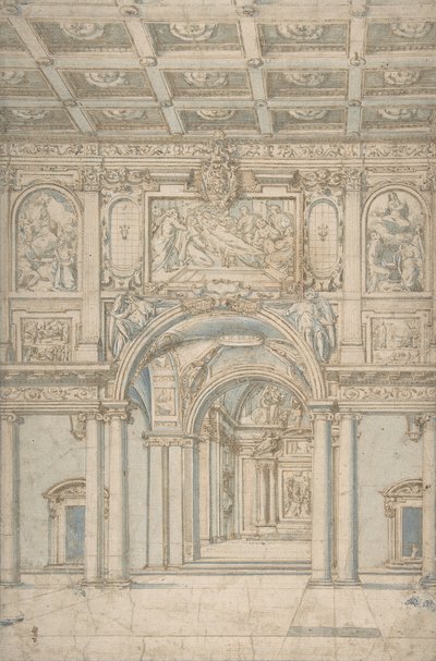 Studie des Innenraums von Santa Maria Maggiore in Rom, 1621-46 von Abbate Paolo de Angelis