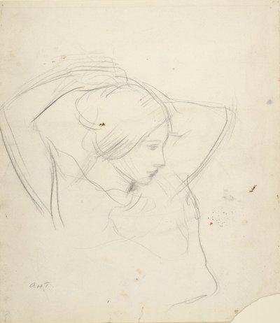 Mädchen, das ihr Haar richtet von Abbott Handerson Thayer