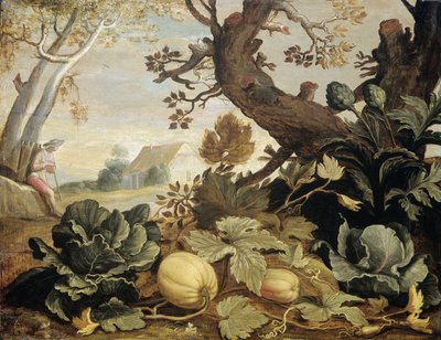 Landschaft mit Früchten und Gemüse im Vordergrund von Abraham Bloemaert