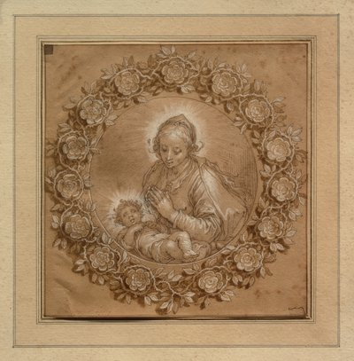 Madonna mit Jesuskind in einem Tondo von Abraham Bloemaert