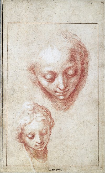Zwei Studien des Kopfes der Jungfrau von Abraham Bloemaert