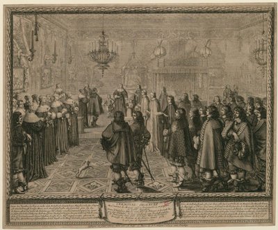 Zeremonie beim Ehevertrag in Fontainebleau in Anwesenheit ihrer Majestäten zwischen Vladislaus IIII, König von Polen und Schweden [...] von Abraham Bosse