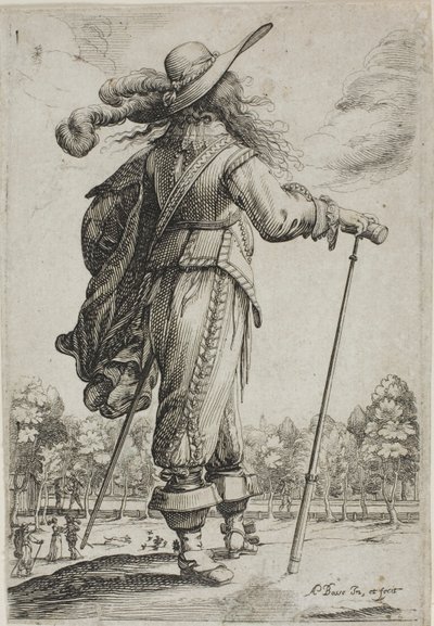 Mann mit Stock, von hinten gesehen, aus Der Garten der französischen Adligen von Abraham Bosse