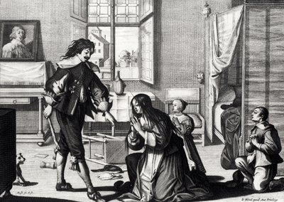 Der Ehemann, der seine Frau schlägt, graviert von Le Blond von Abraham Bosse