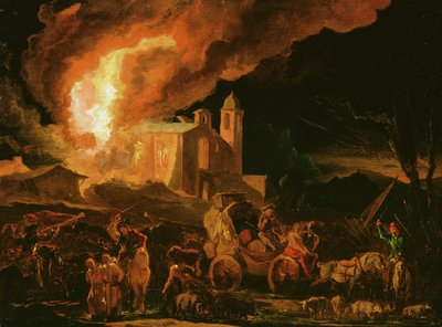 Soldaten plündern ein brennendes Kloster von Abraham Danielsz. Hondius