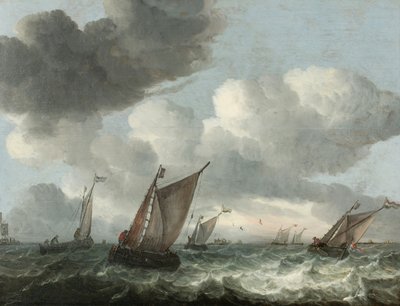 Fischerboote vor der Küste in stürmischer See von Abraham Hendricksz van Beyeren