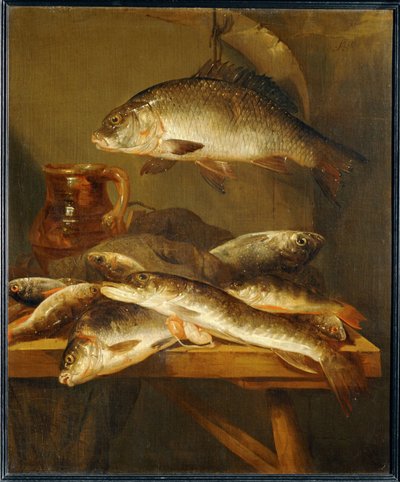 Stillleben mit Karpfen von Abraham Hendricksz van Beyeren