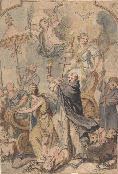 Eine Allegorie des Triumphs über die Häresie, mit St. Dominikus im Vordergrund von Abraham Jansz van Diepenbeeck