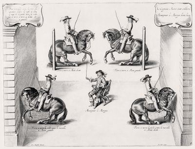 Illustration aus einem Reitmanual, graviert von Peeter Clouwet (1629-70), 1658 von Abraham Jansz. van after Diepenbeeck