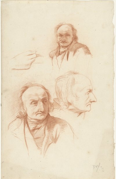 Drei Studien eines alten Mannes und einer Hand von Abraham Johannes Ruytenschildt