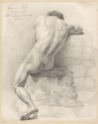 Sitzender männlicher Akt, von hinten gesehen (1. Preis 1820) von Abraham Lion Zeelander