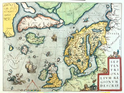 Irland, Großbritannien, Island, Norwegen, Schweden, Finnland, Grönland von Abraham Ortelius
