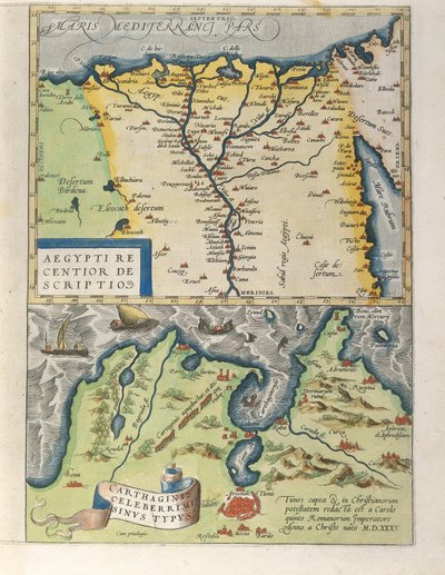 Karte des Nildeltas und der antiken Stadt Karthago, aus Theatrum Orbis Terrarum von Abraham Ortelius von Abraham Ortelius